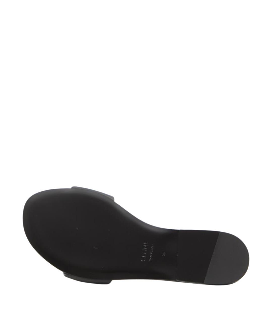 CELINE Черные кожаные шлепанцы, фото 4