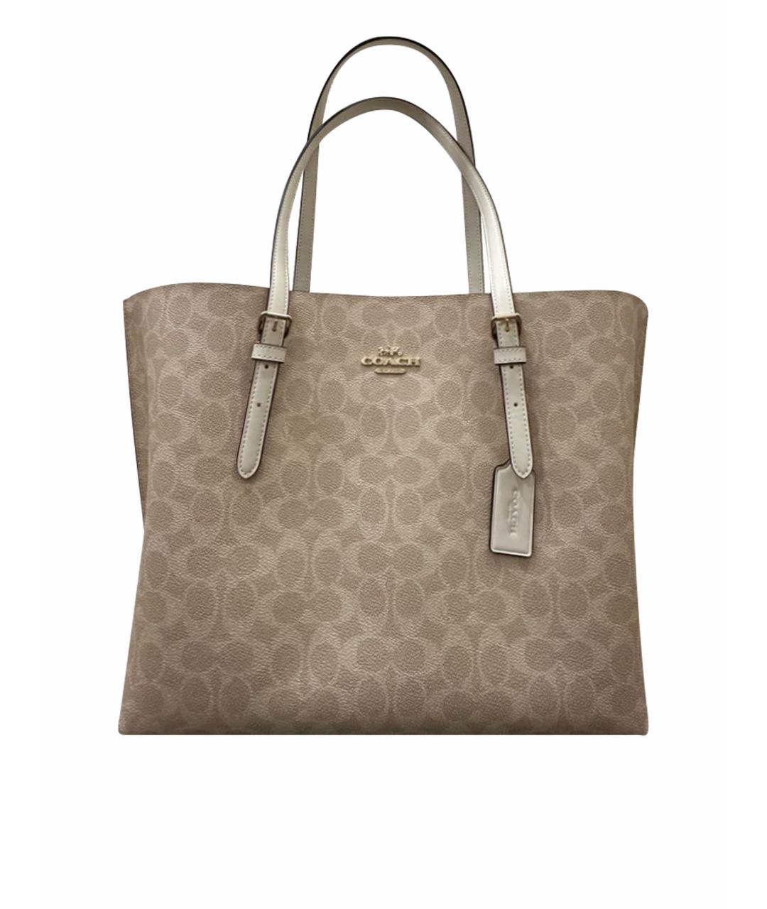 COACH Бежевая кожаная сумка тоут, фото 1