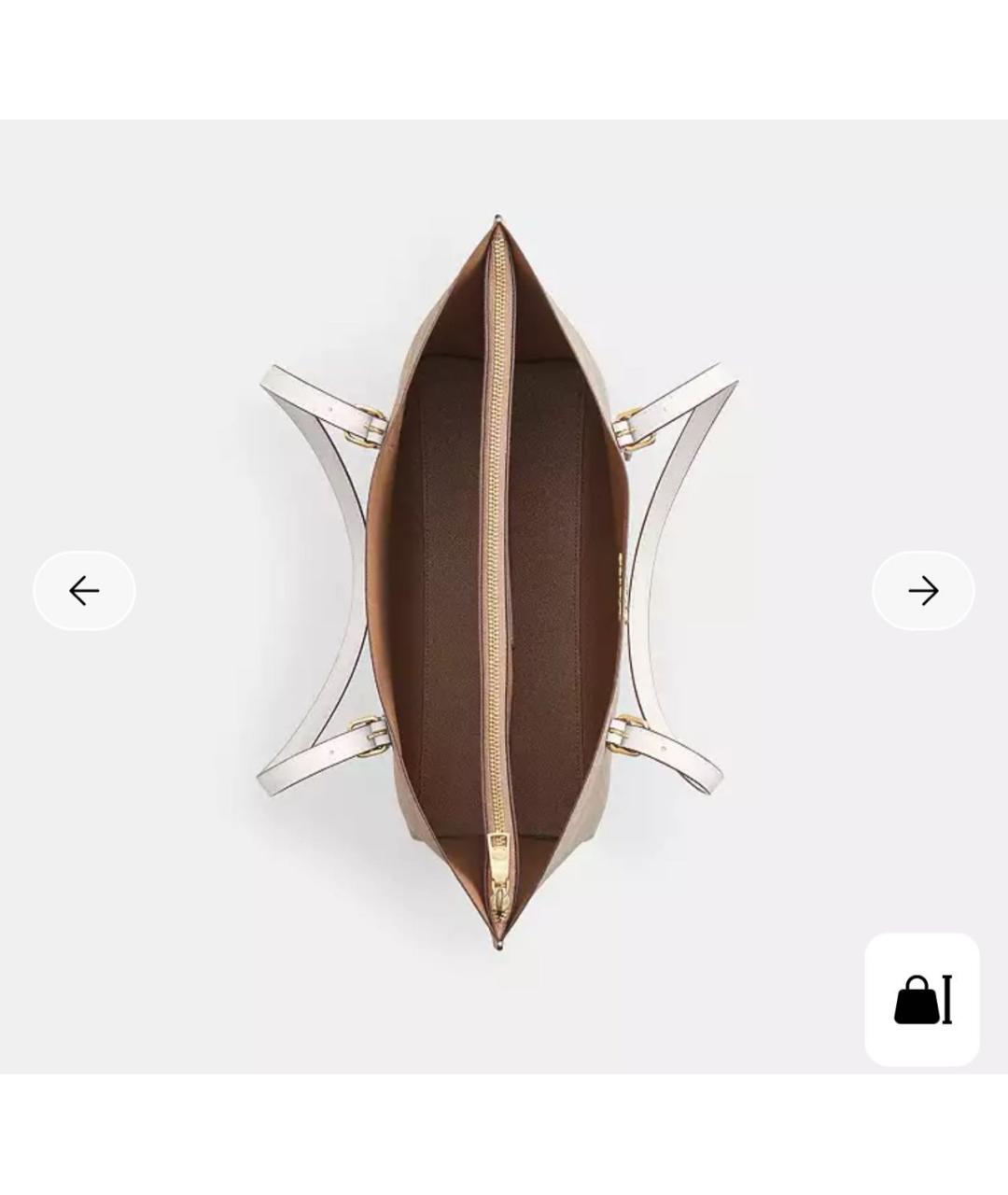 COACH Бежевая кожаная сумка тоут, фото 4