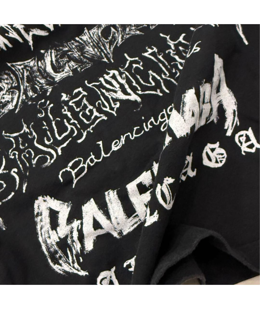 BALENCIAGA Черная хлопковая футболка, фото 4