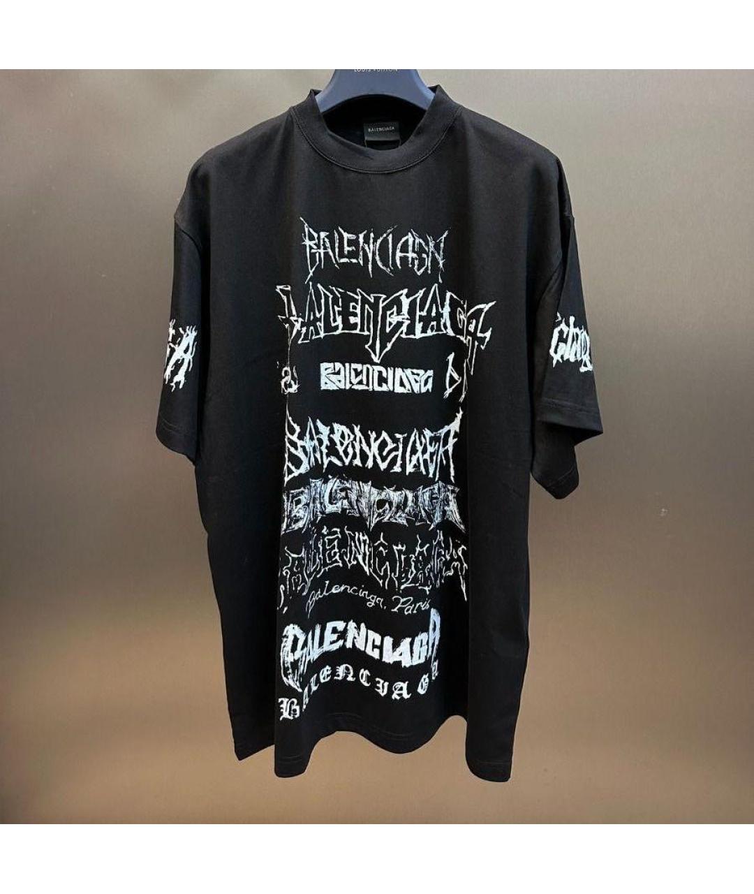 BALENCIAGA Черная хлопковая футболка, фото 6