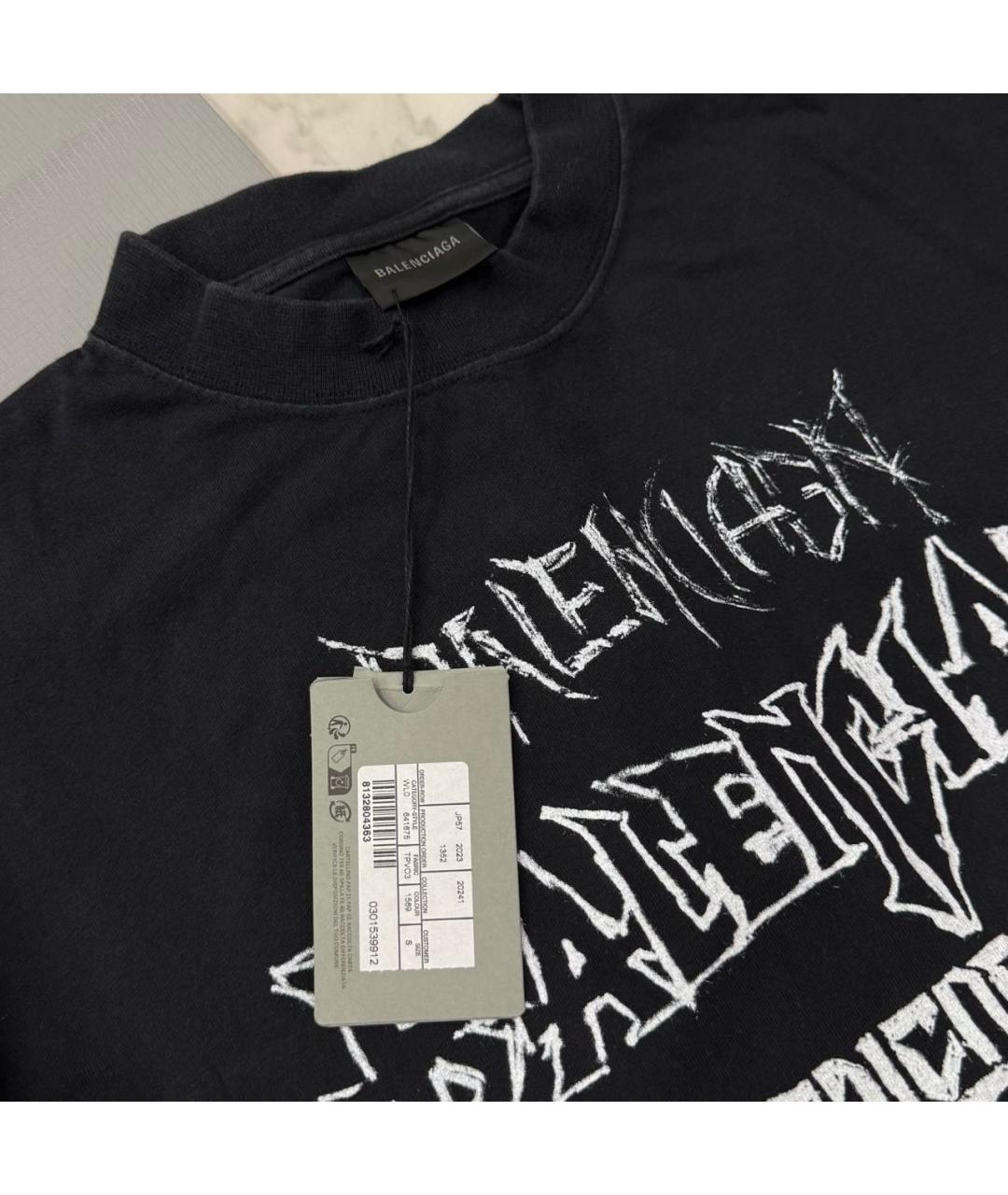 BALENCIAGA Черная хлопковая футболка, фото 3