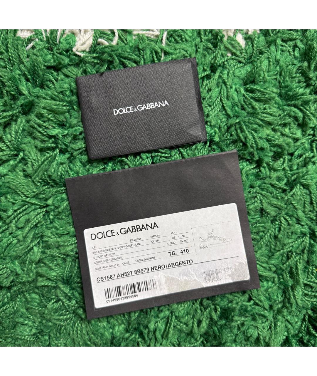 DOLCE&GABBANA Черные кожаные низкие кроссовки / кеды, фото 8