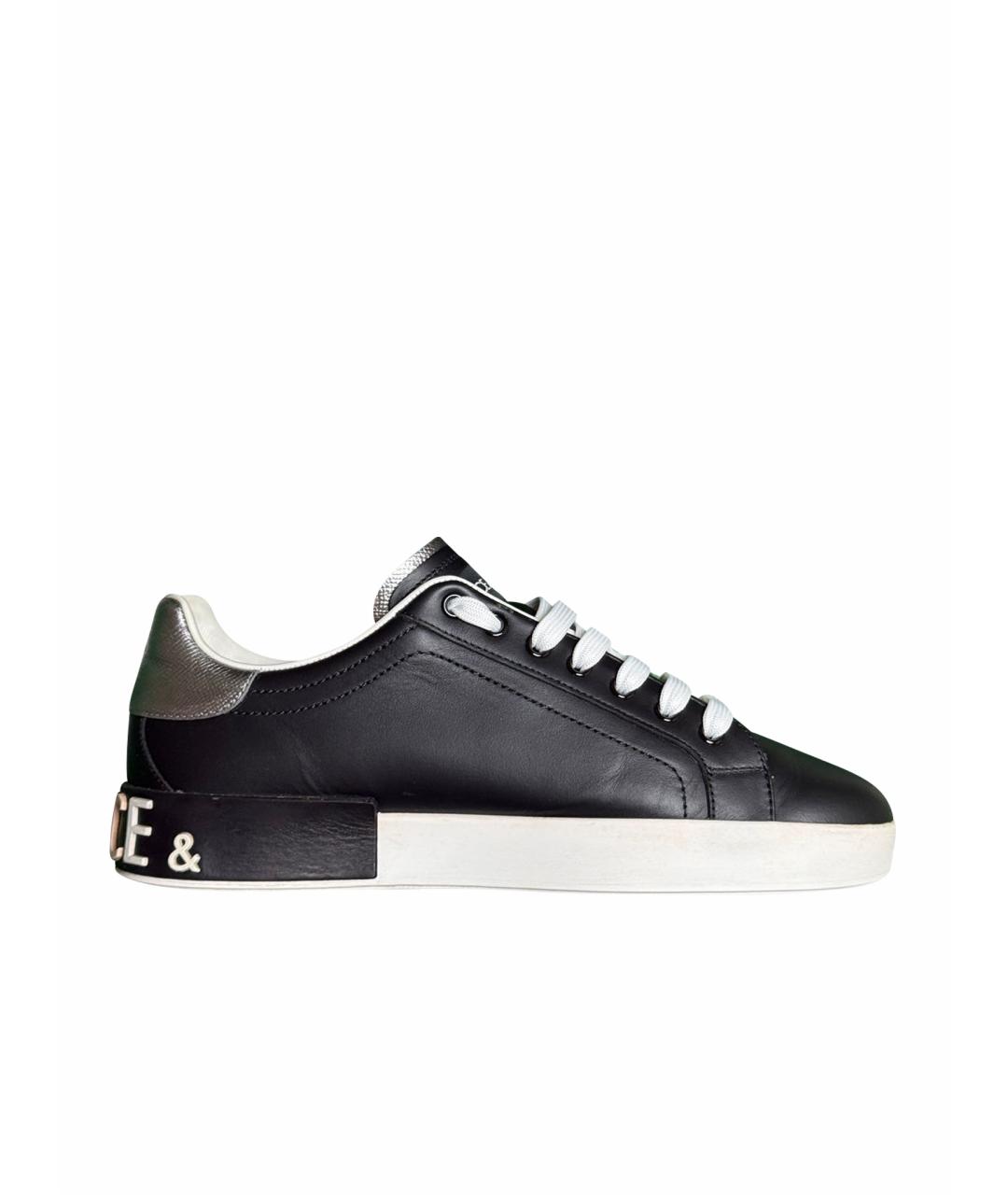 DOLCE&GABBANA Черные кожаные низкие кроссовки / кеды, фото 1