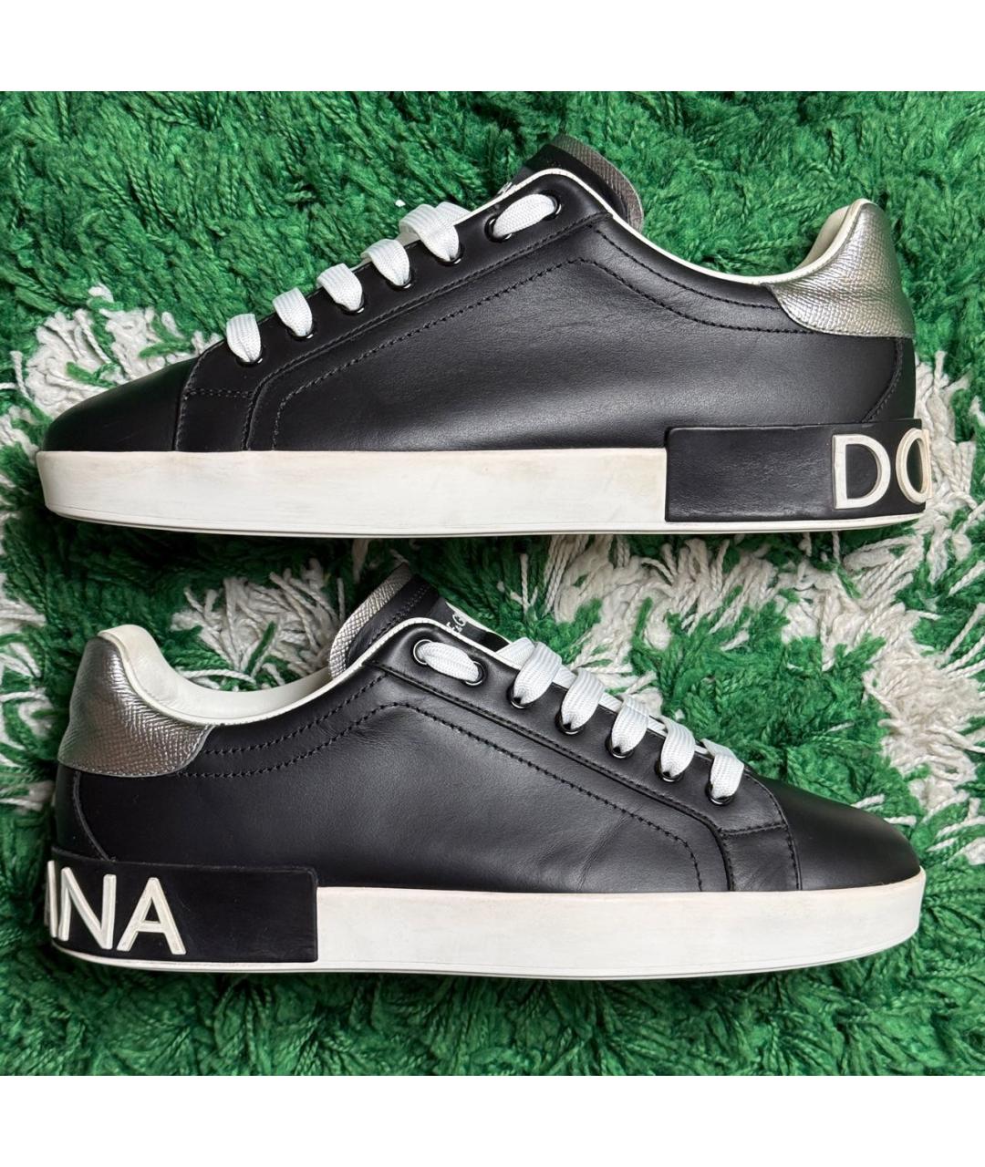 DOLCE&GABBANA Черные кожаные низкие кроссовки / кеды, фото 5