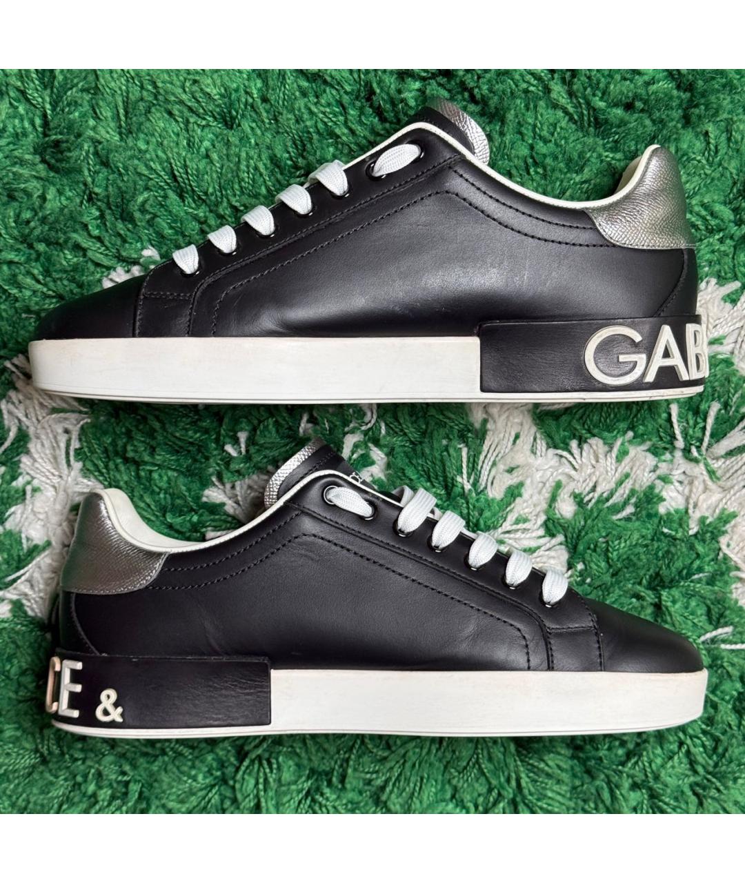 DOLCE&GABBANA Черные кожаные низкие кроссовки / кеды, фото 9