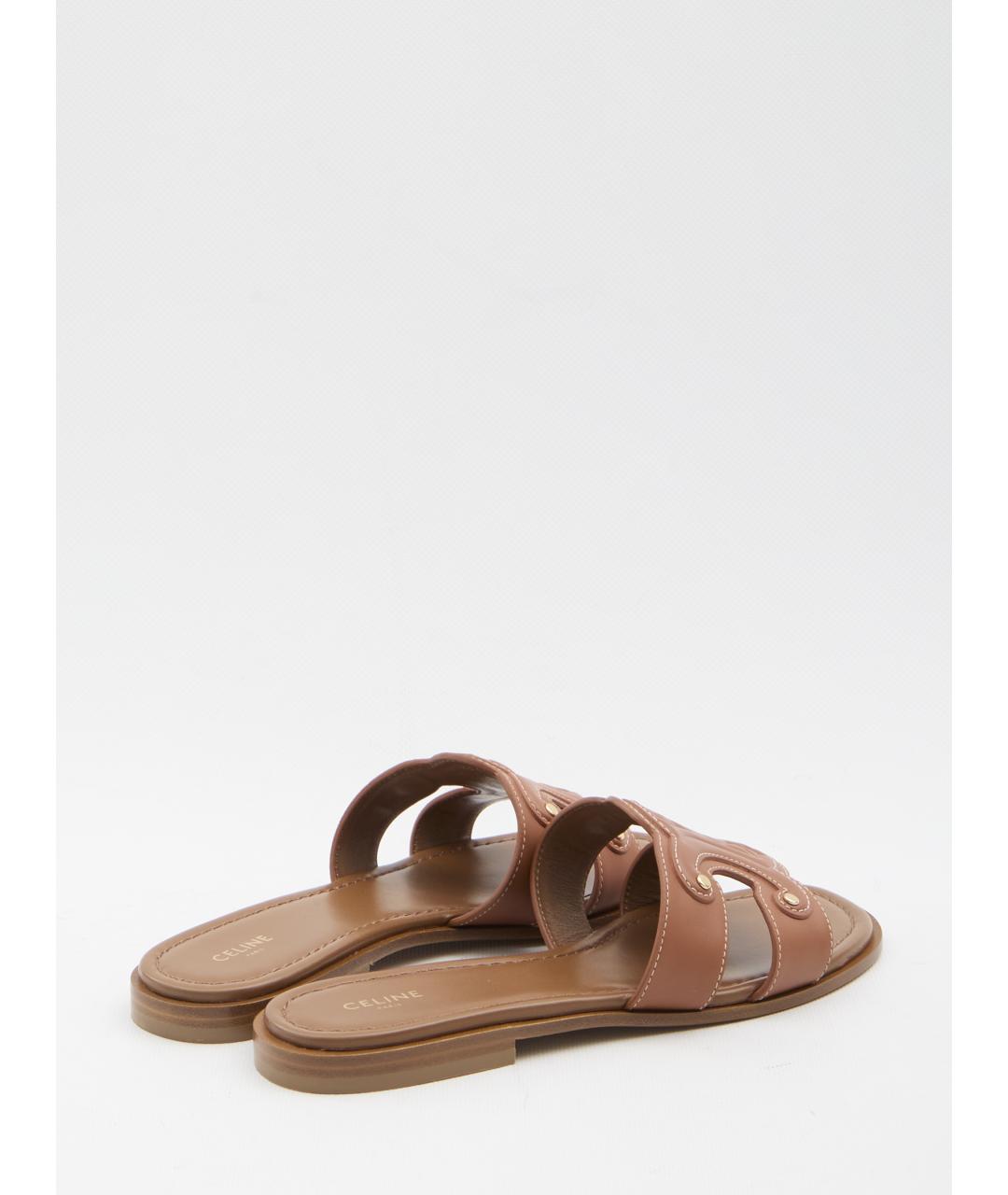 CELINE Коричневые кожаные шлепанцы, фото 3