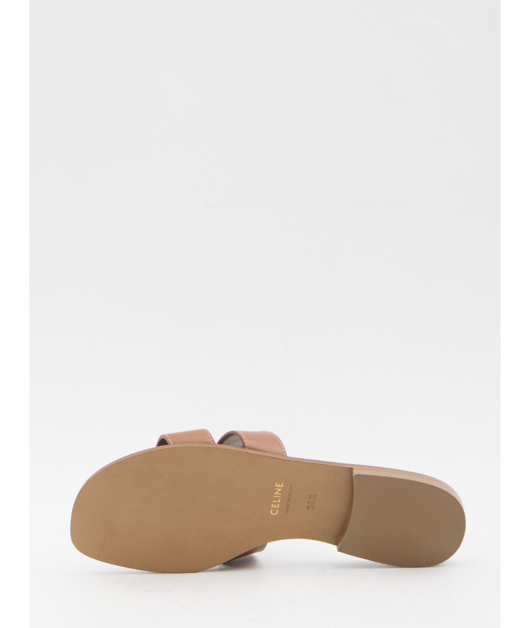 CELINE Коричневые кожаные шлепанцы, фото 4