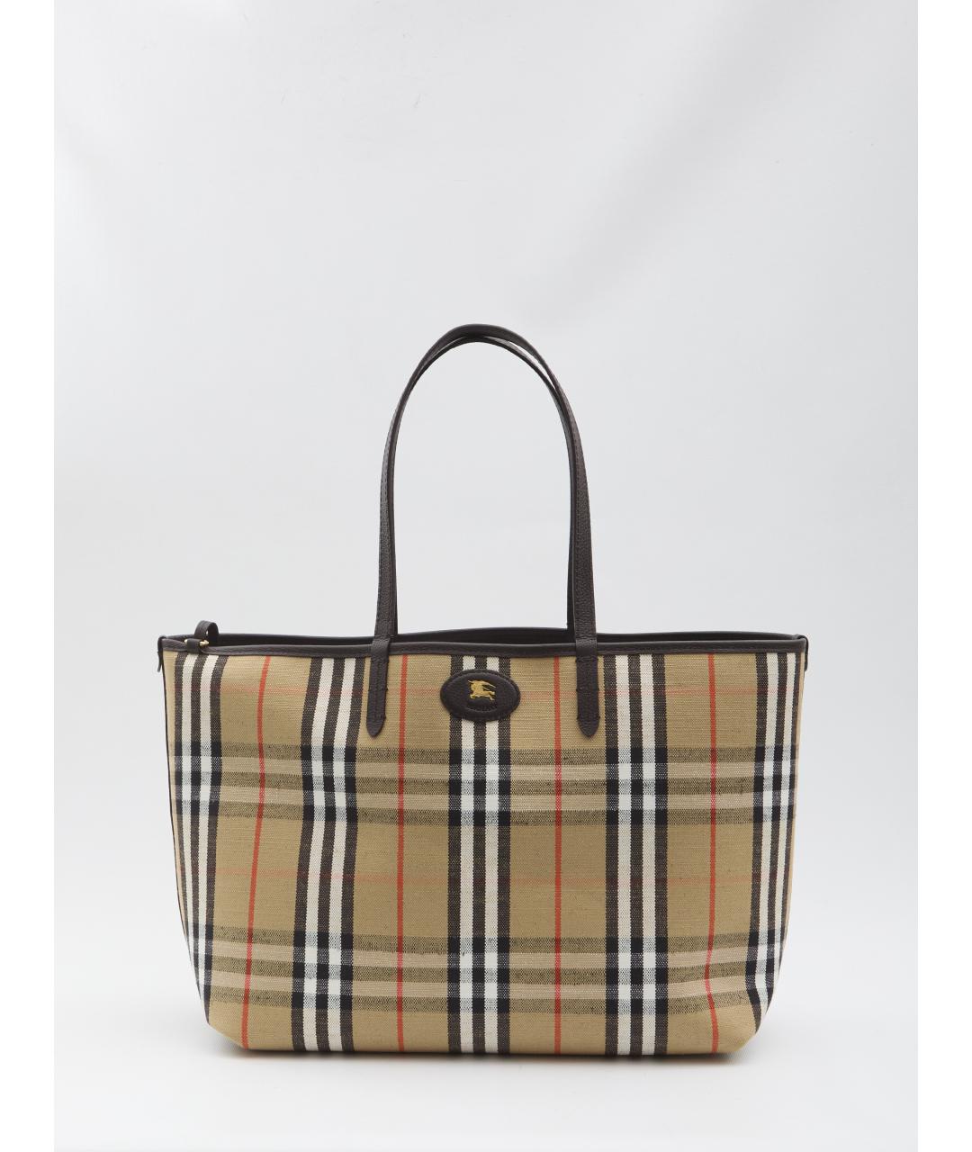 BURBERRY Коричневая кожаная сумка тоут, фото 5