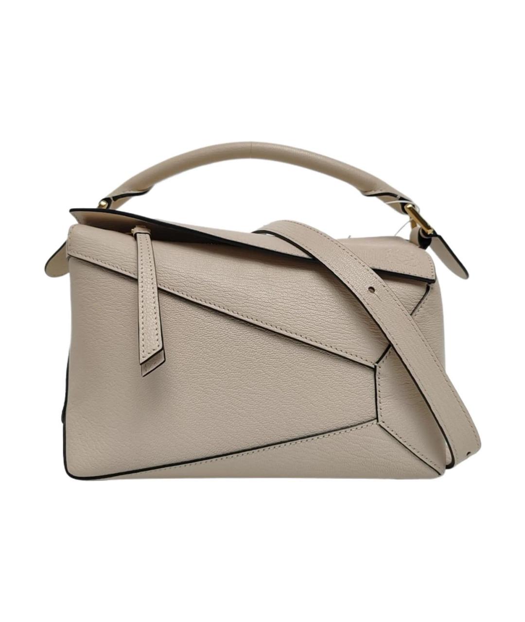 LOEWE Бежевая кожаная сумка тоут, фото 9