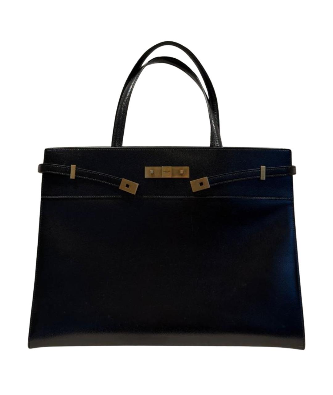 SAINT LAURENT Черная кожаная сумка тоут, фото 1