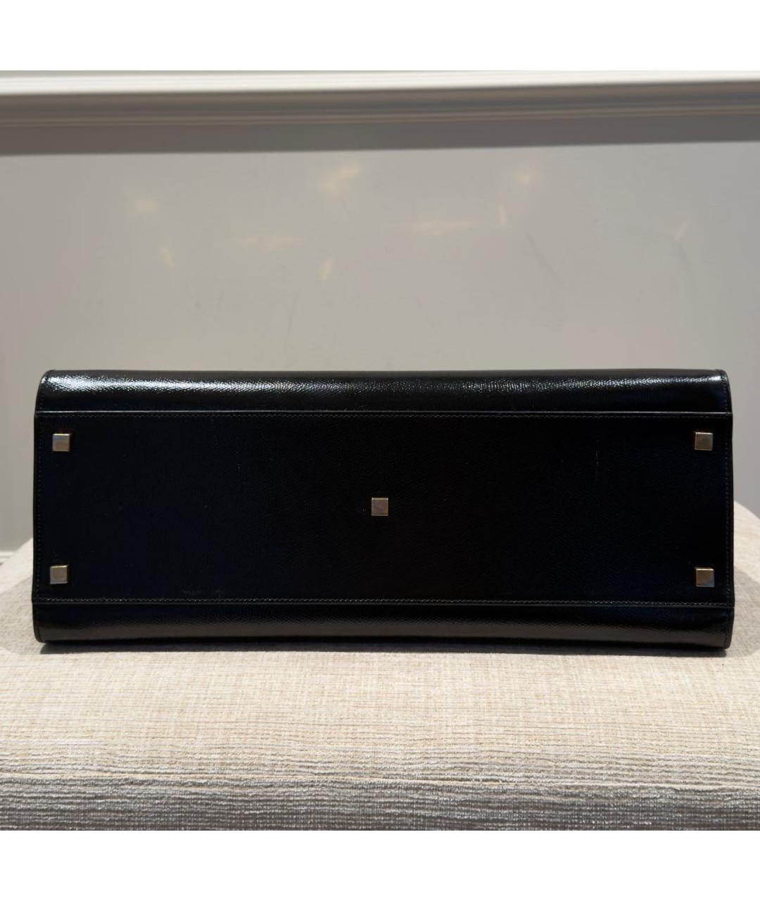 SAINT LAURENT Черная кожаная сумка тоут, фото 4