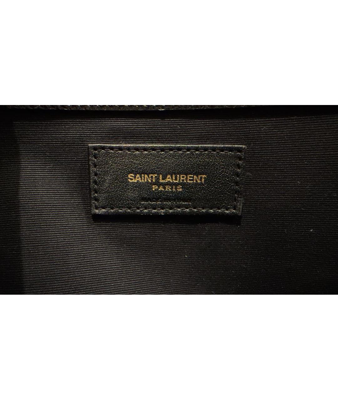 SAINT LAURENT Черная кожаная сумка тоут, фото 8