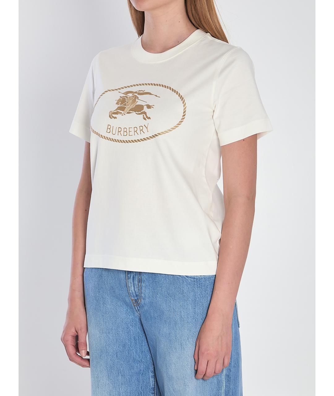 BURBERRY Белая хлопковая футболка, фото 3