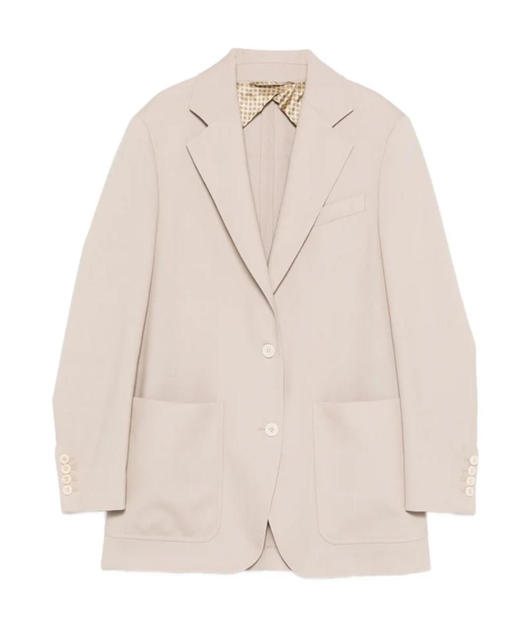 MAX MARA Бежевый шерстяной жакет/пиджак, фото 1