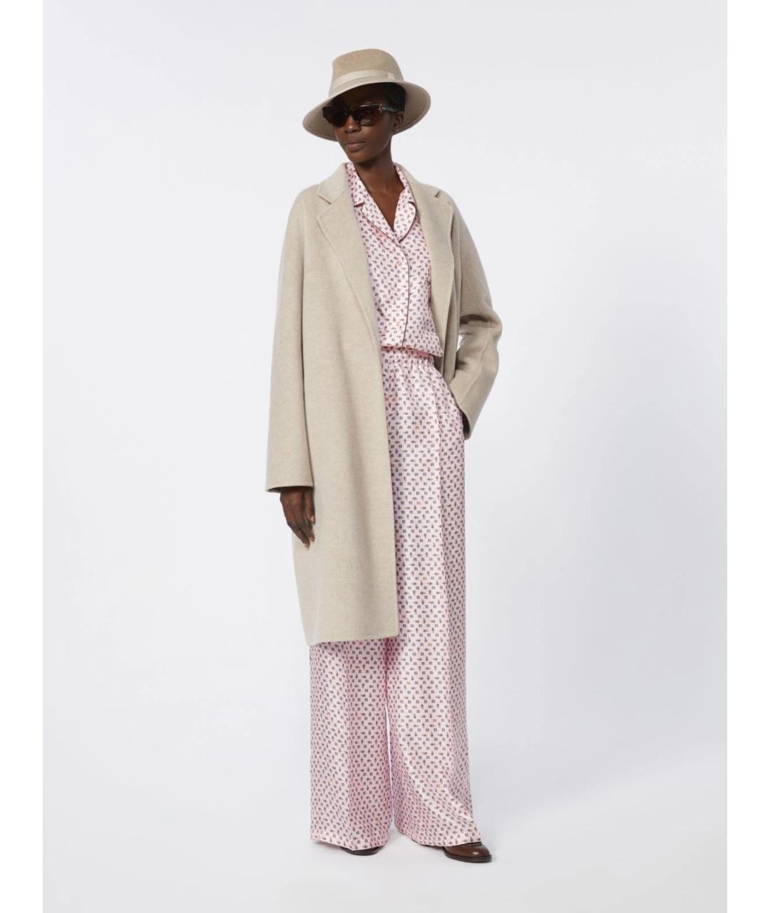 MAX MARA Розовые шелковые прямые брюки, фото 2