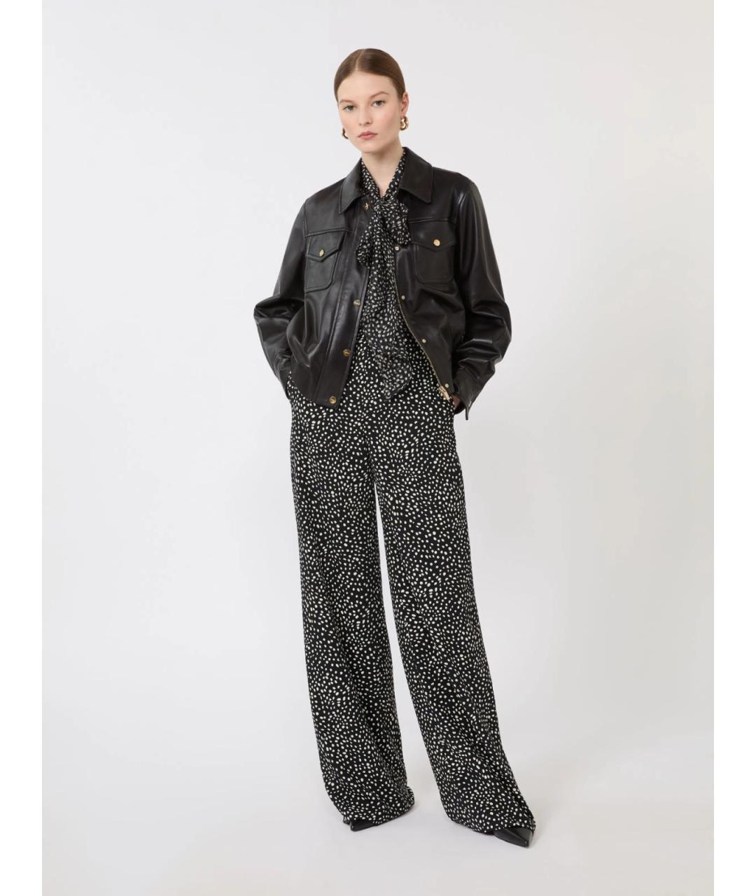 MAX MARA STUDIO Черные полиэстеровые прямые брюки, фото 2