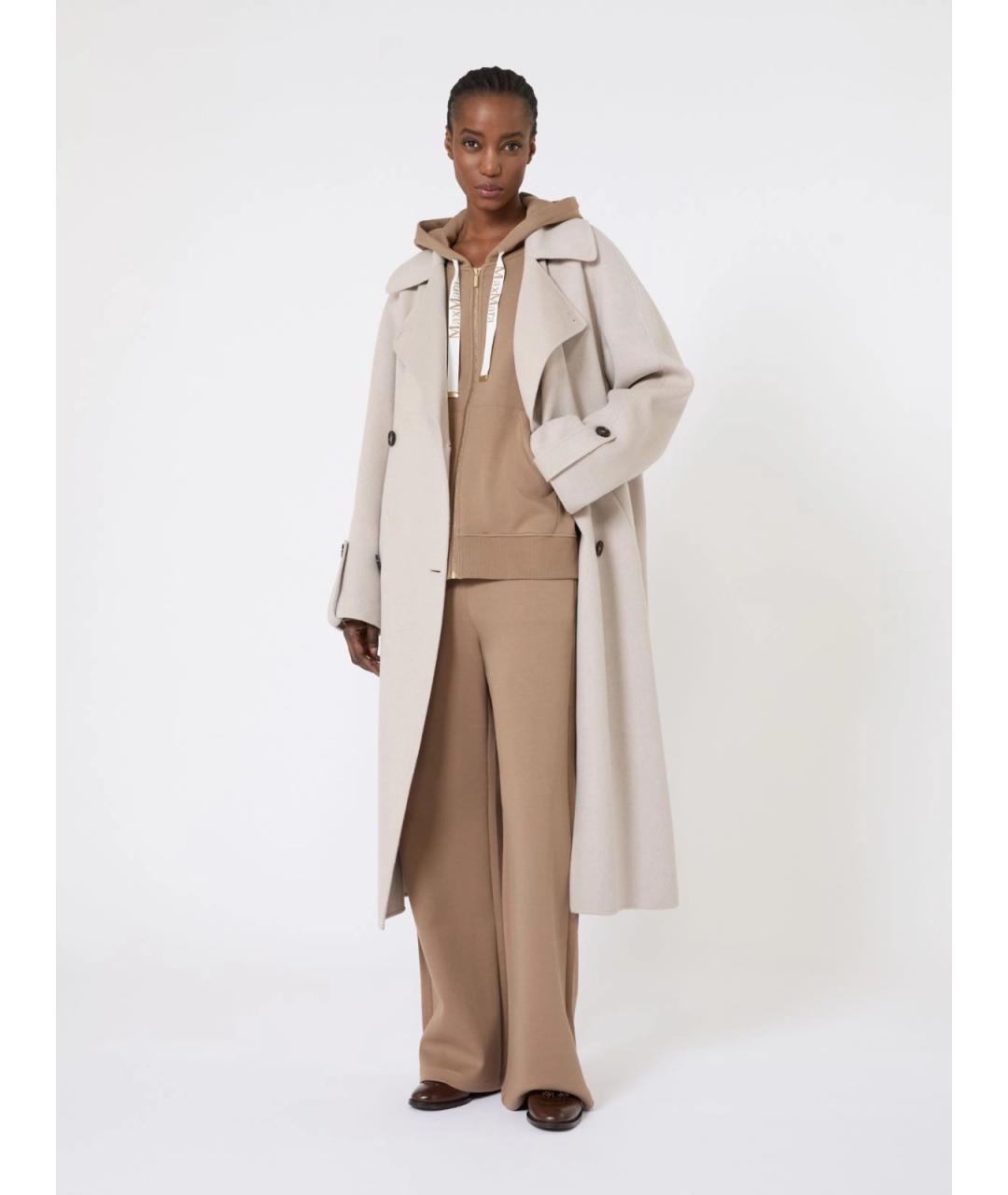 'S MAX MARA Коричневые хлопковые прямые брюки, фото 2