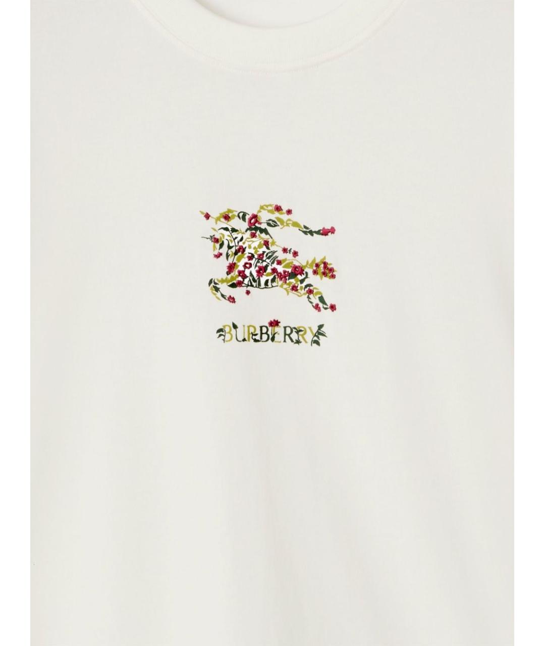BURBERRY Белая хлопковая футболка, фото 4