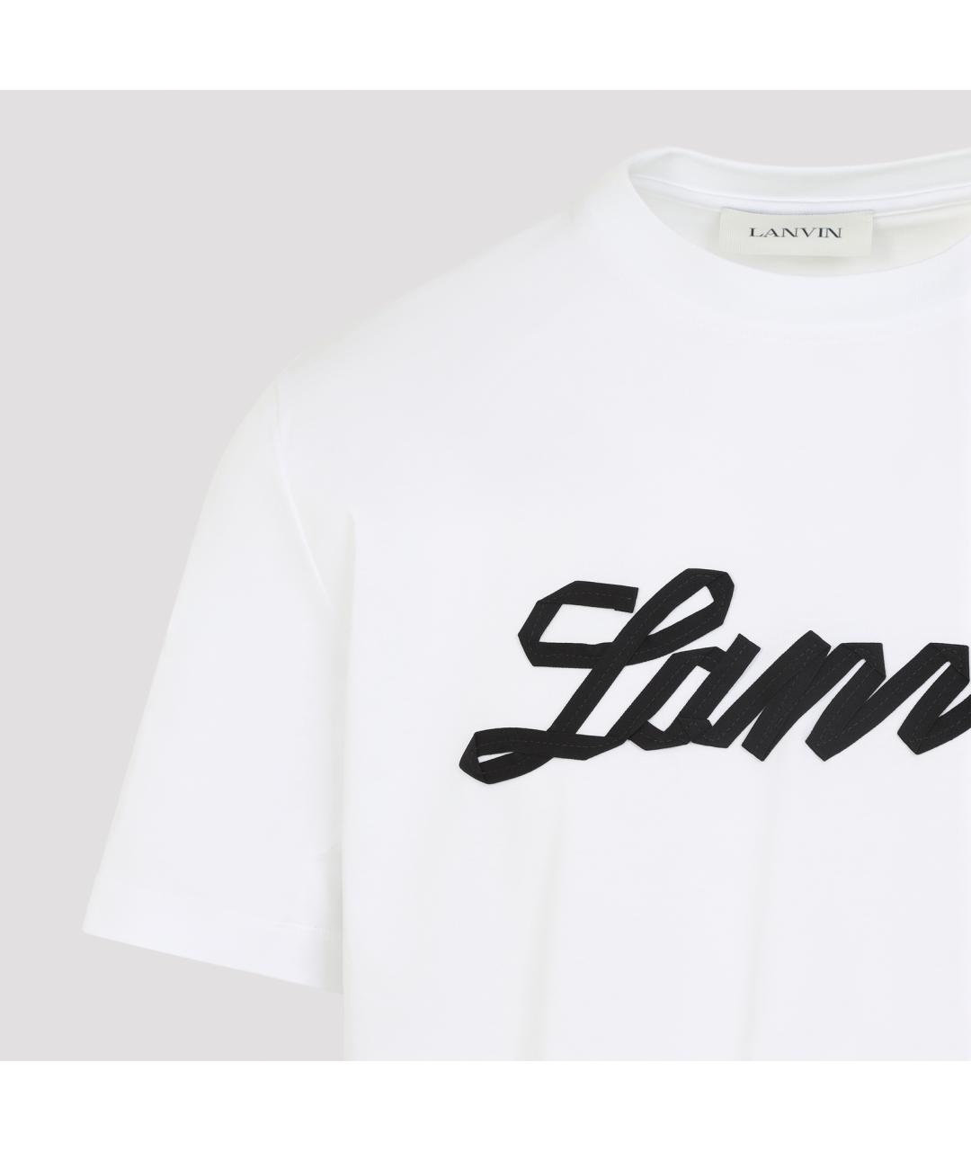 LANVIN Белая хлопковая футболка, фото 3