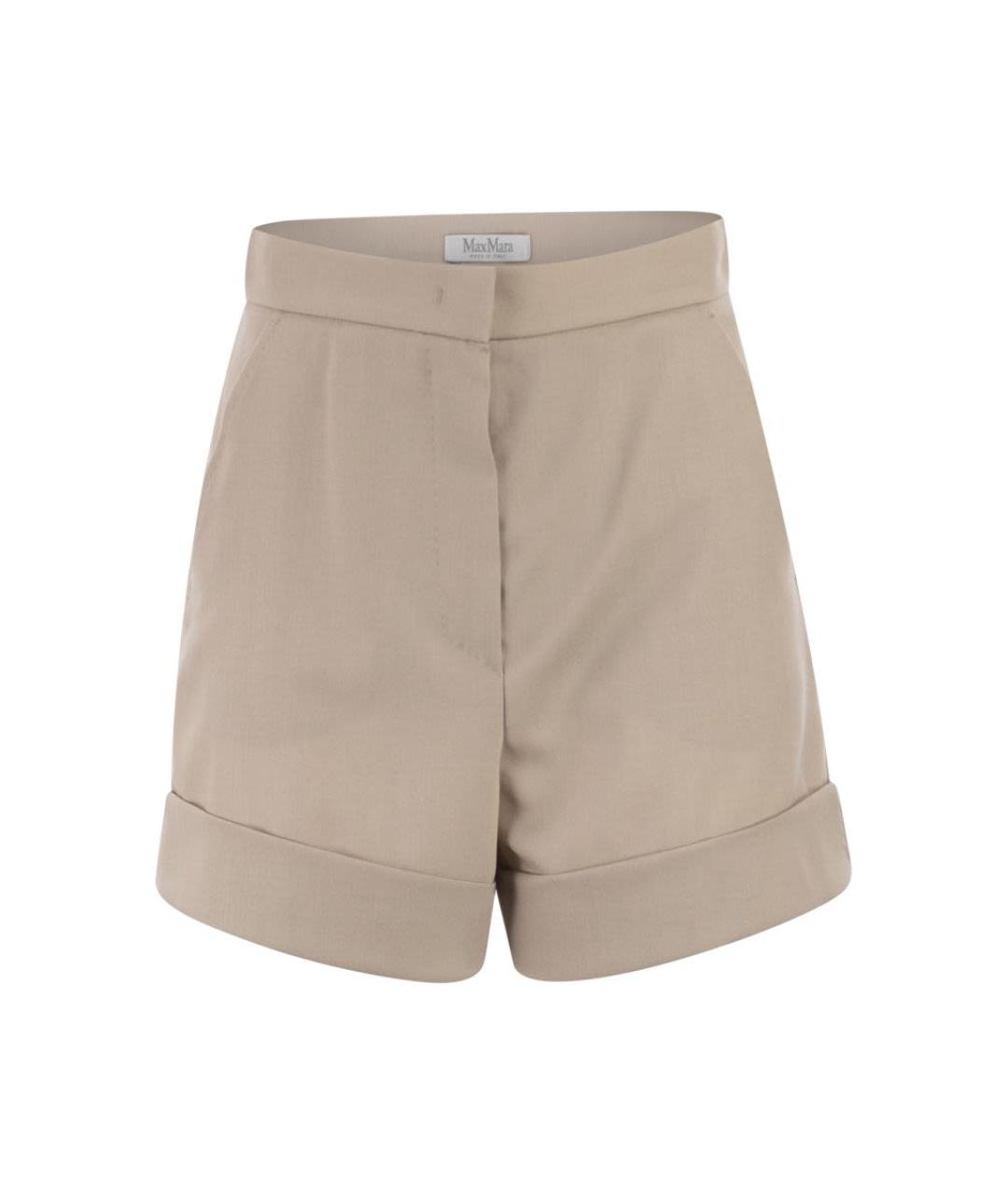 MAX MARA Бежевые шерстяные шорты, фото 1