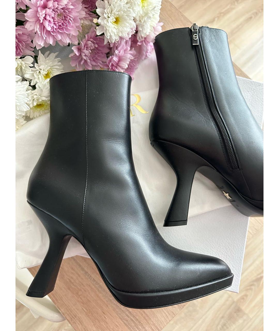 CHRISTIAN DIOR Черные кожаные ботильоны, фото 9