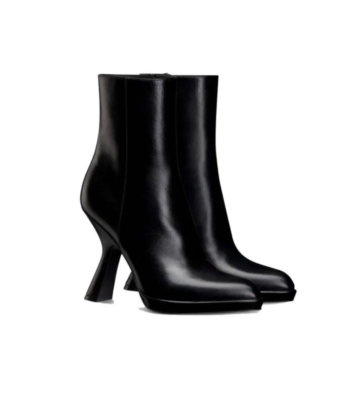 CHRISTIAN DIOR Черные кожаные ботильоны, фото 2