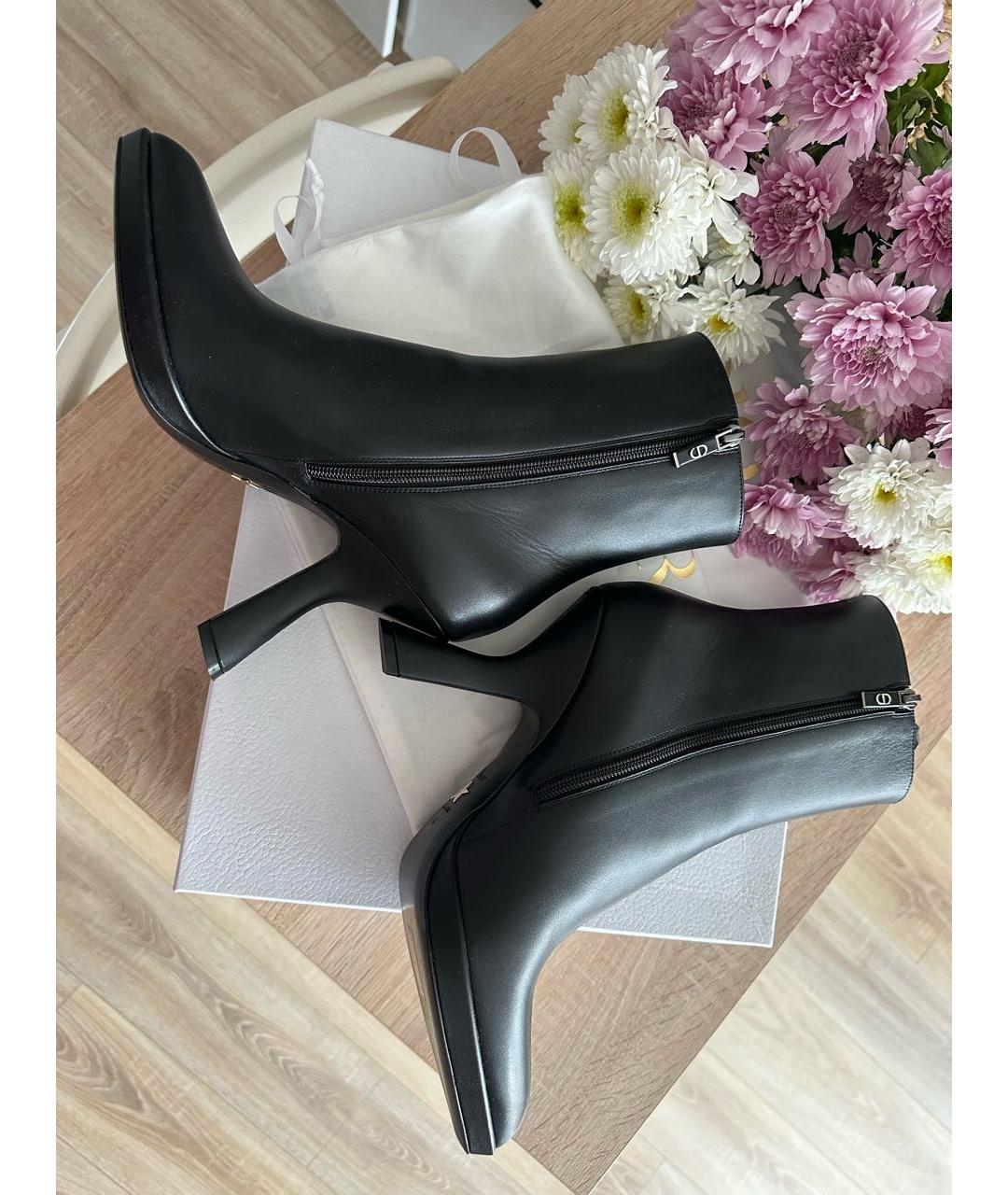 CHRISTIAN DIOR Черные кожаные ботильоны, фото 3