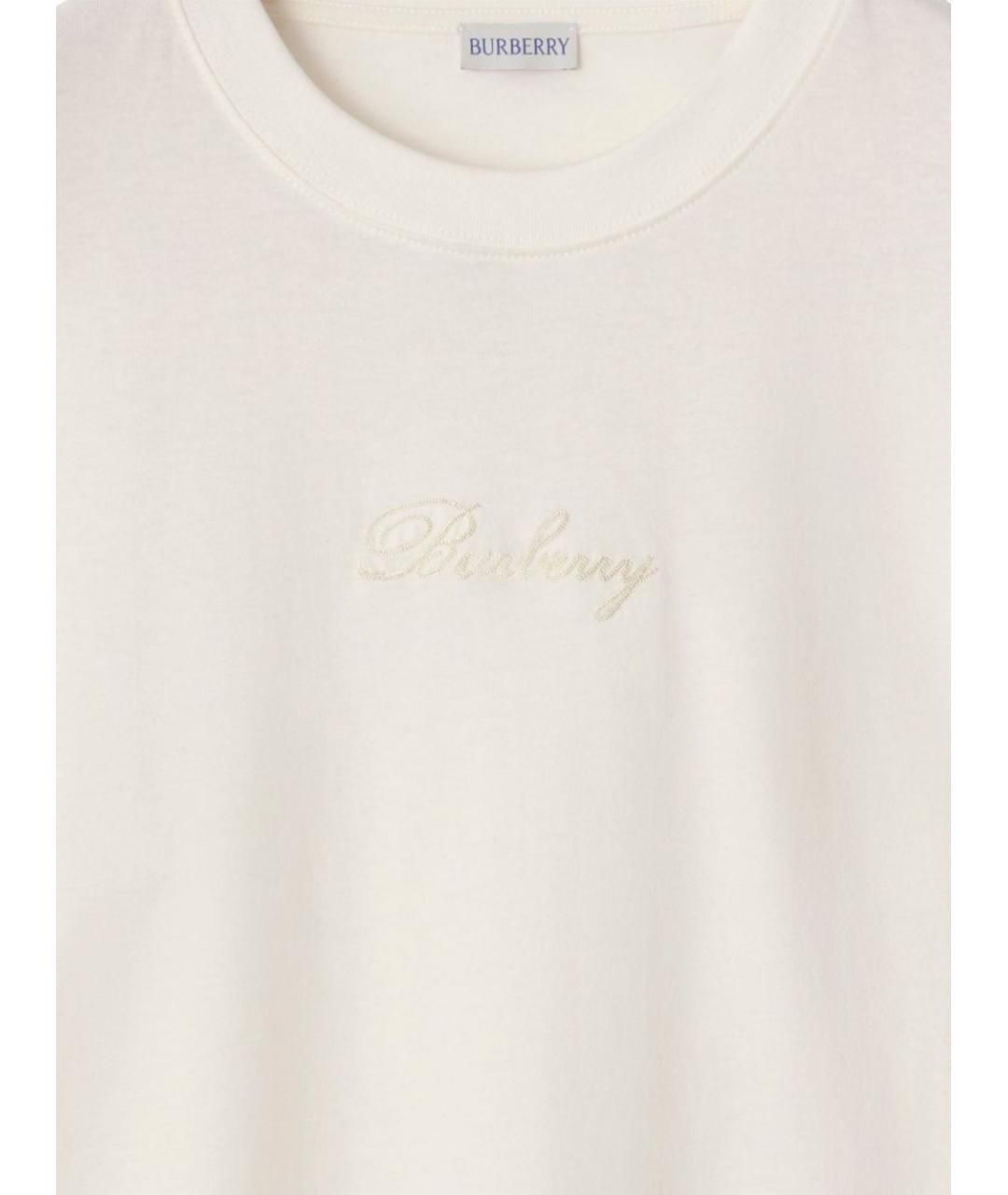 BURBERRY Белая хлопковая футболка, фото 5