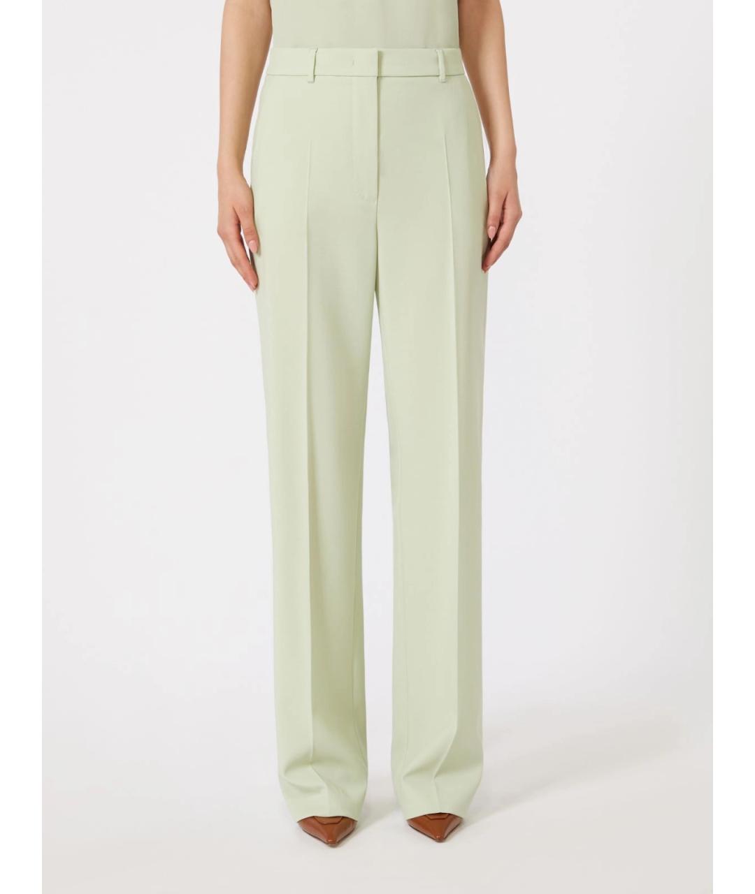 MAX MARA STUDIO Зеленые шерстяные прямые брюки, фото 3