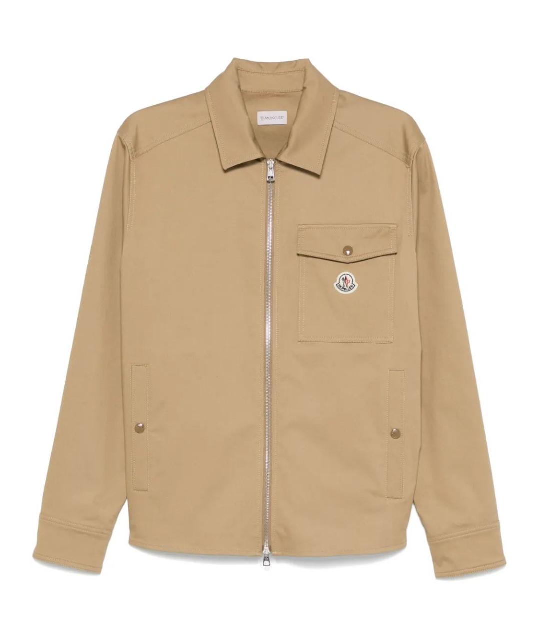 MONCLER Коричневая хлопковая кэжуал рубашка, фото 1