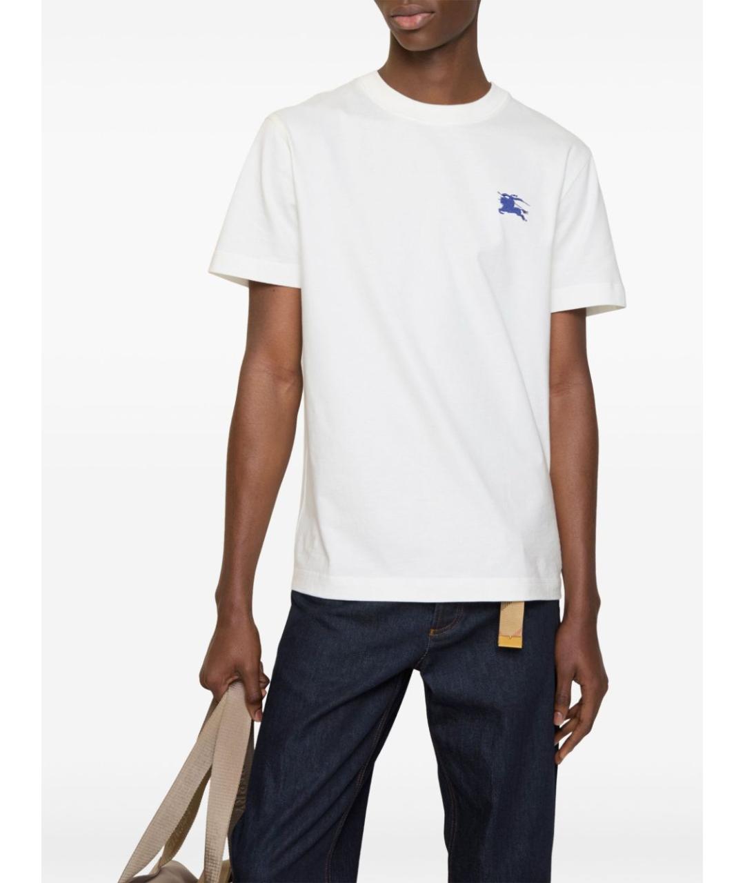 BURBERRY Белая хлопковая футболка, фото 2