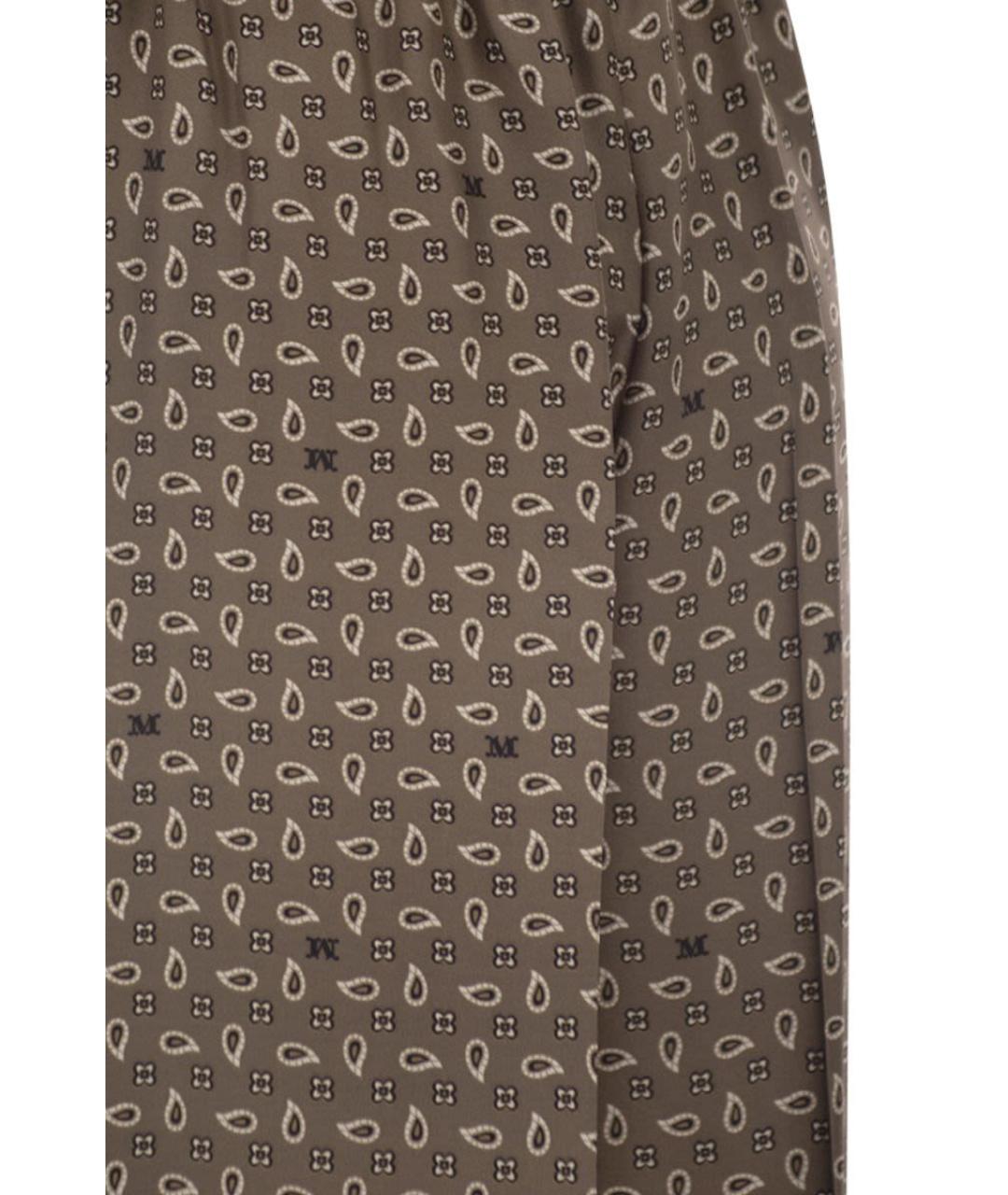 MAX MARA Коричневые шелковые прямые брюки, фото 4