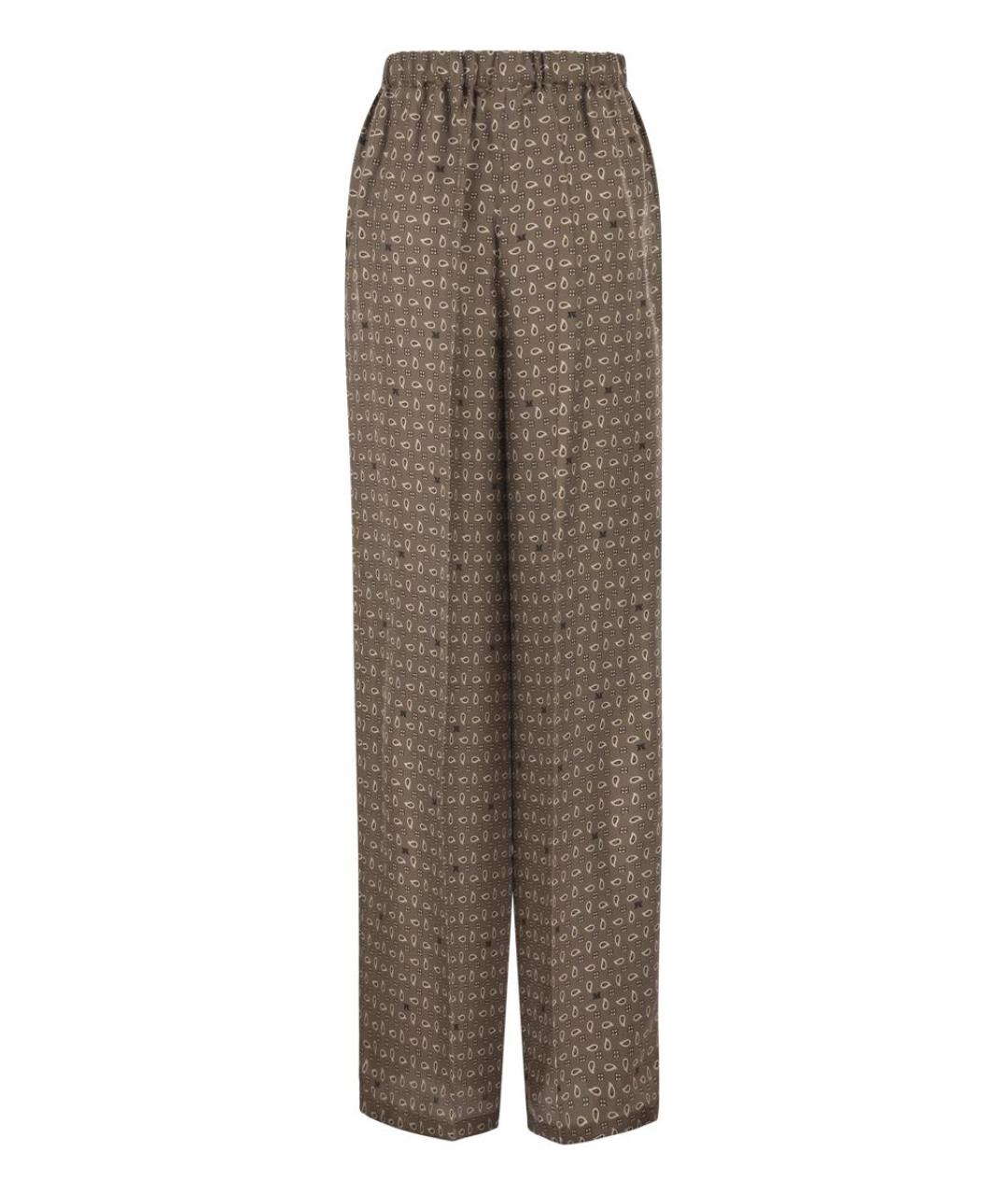 MAX MARA Коричневые шелковые прямые брюки, фото 2