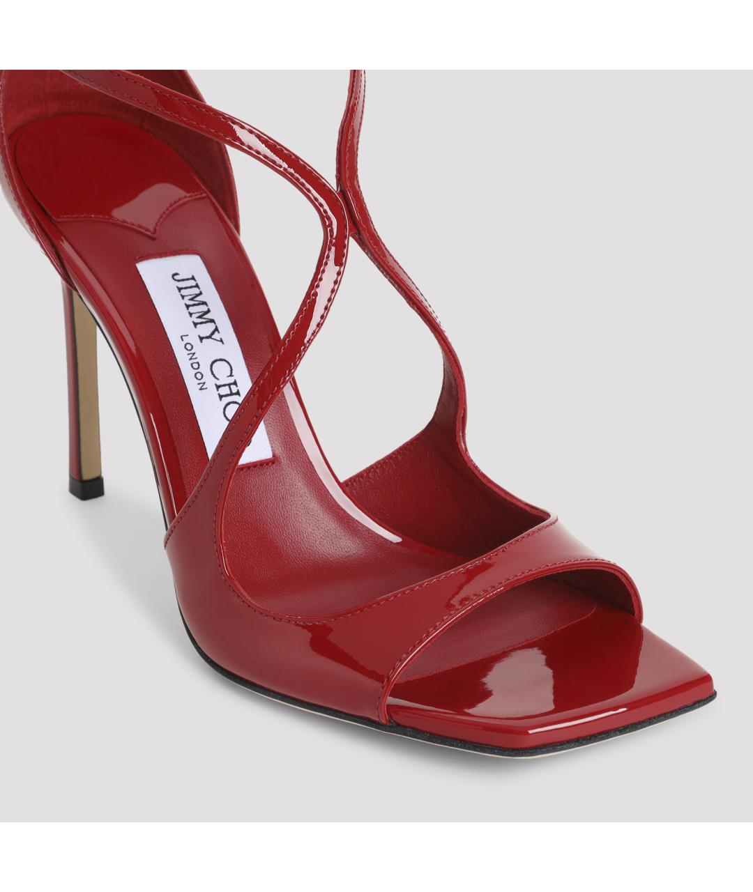 JIMMY CHOO Красные кожаные босоножки, фото 4