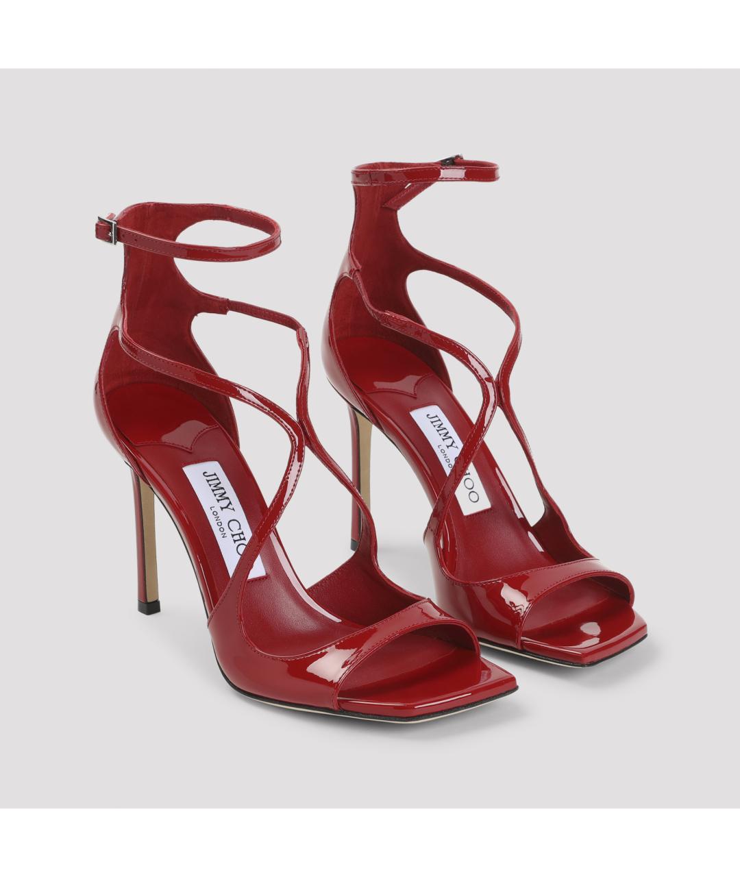 JIMMY CHOO Красные кожаные босоножки, фото 3