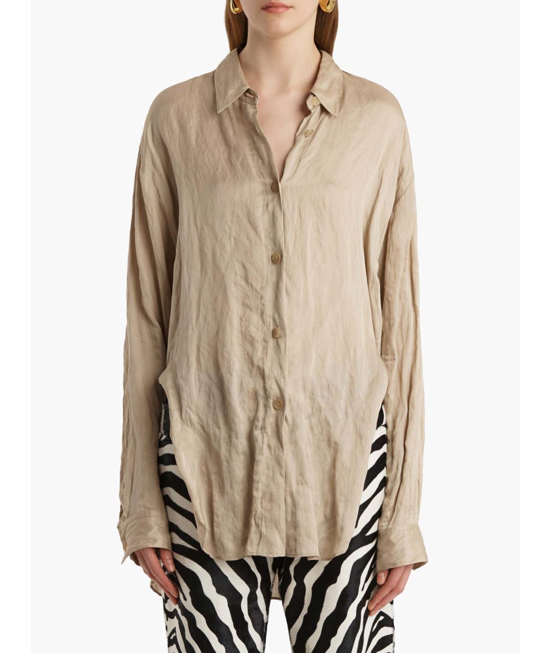 KHAITE Бежевая вискозная рубашка, фото 4