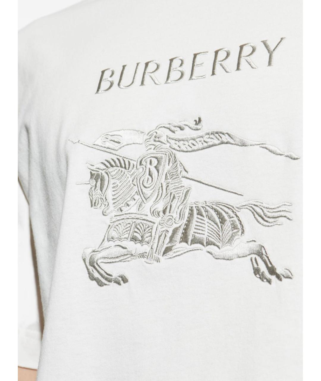BURBERRY Белая хлопковая футболка, фото 5