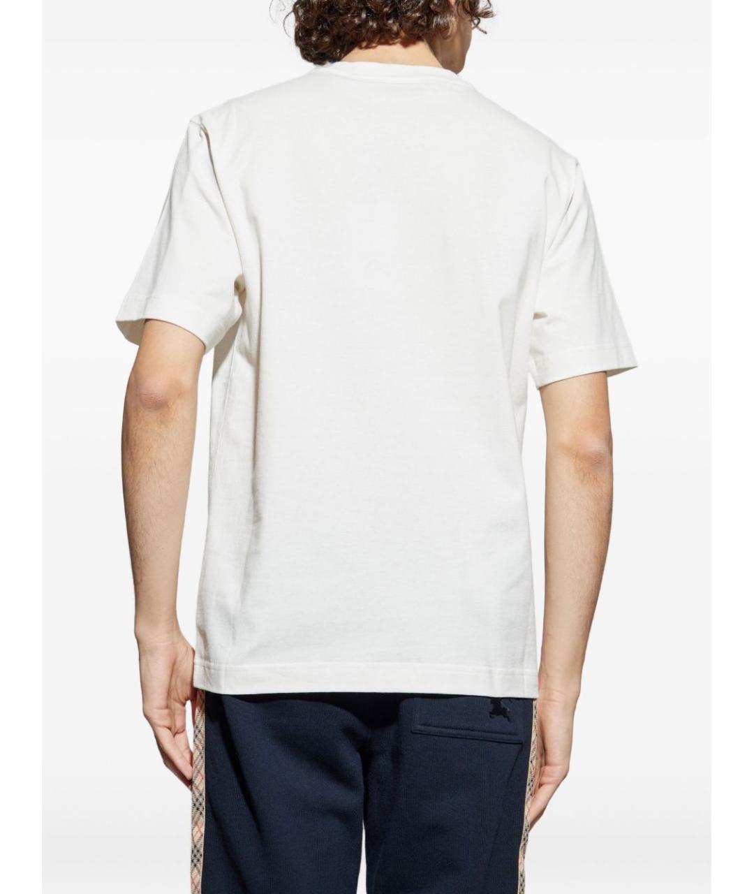 BURBERRY Белая хлопковая футболка, фото 4