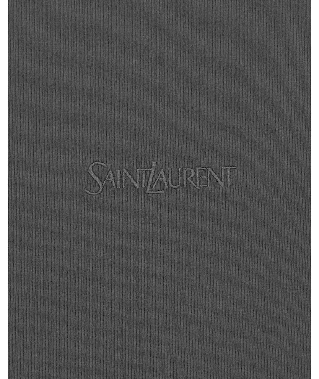 SAINT LAURENT Черная хлопковая футболка, фото 3