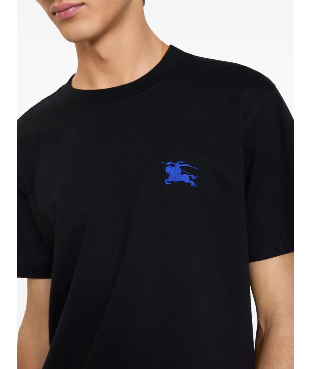 BURBERRY Черная хлопковая футболка, фото 3