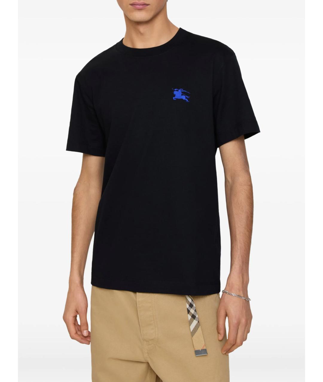 BURBERRY Черная хлопковая футболка, фото 2