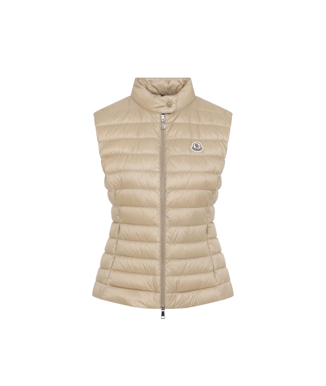 MONCLER Бежевый полиамидовый жилет, фото 1