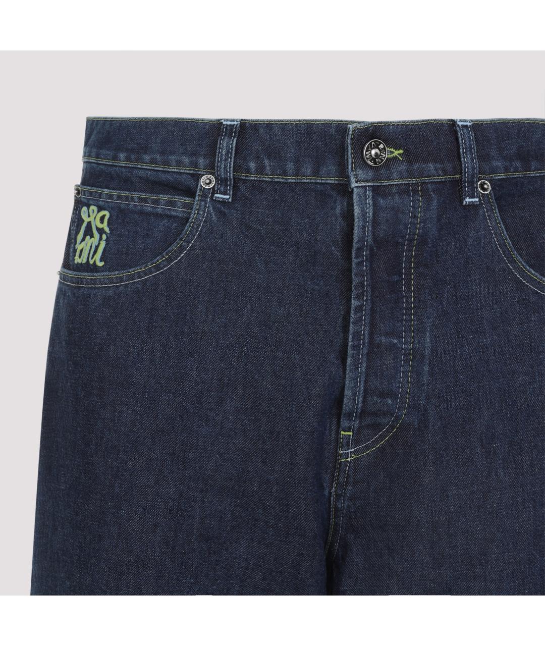 MARNI Синие хлопковые прямые джинсы, фото 4