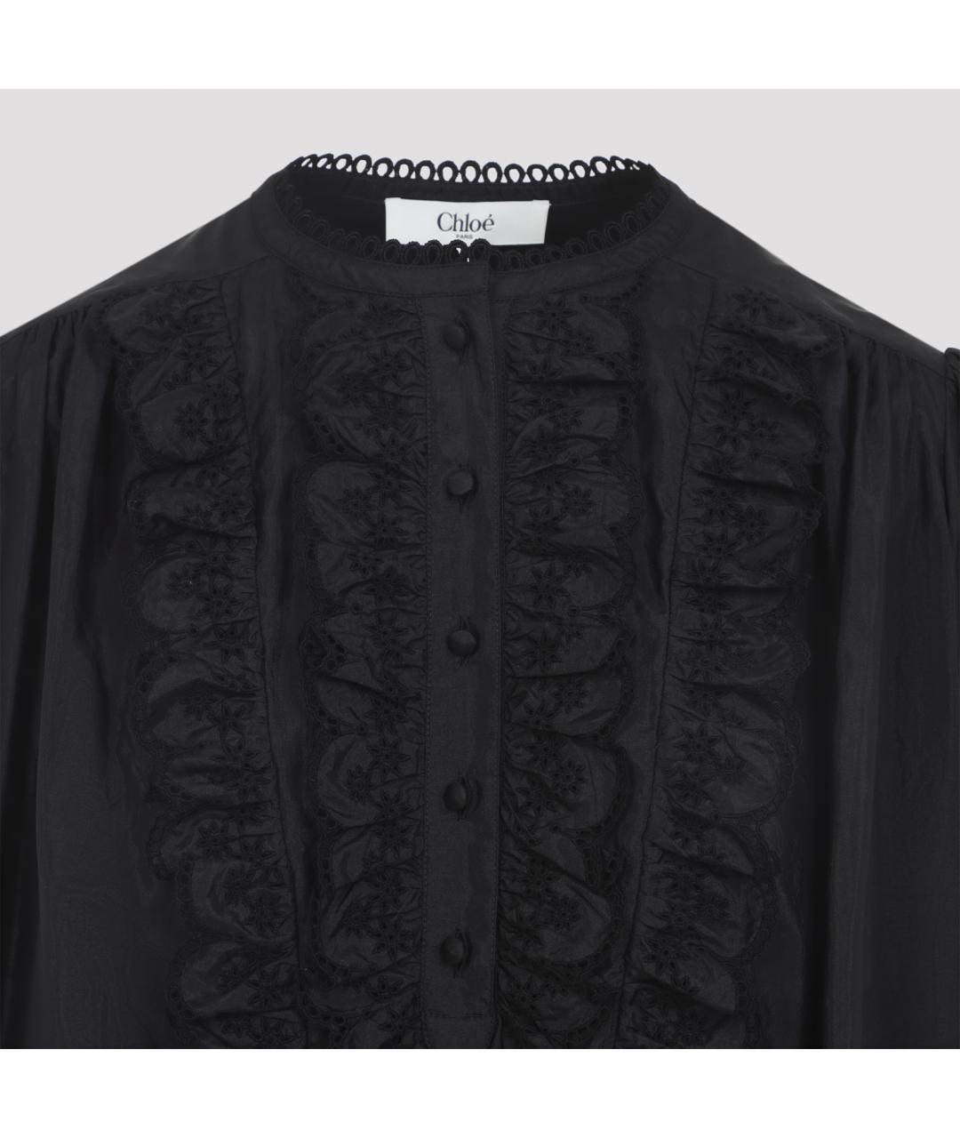 CHLOE Черная полиамидовая блузы, фото 6