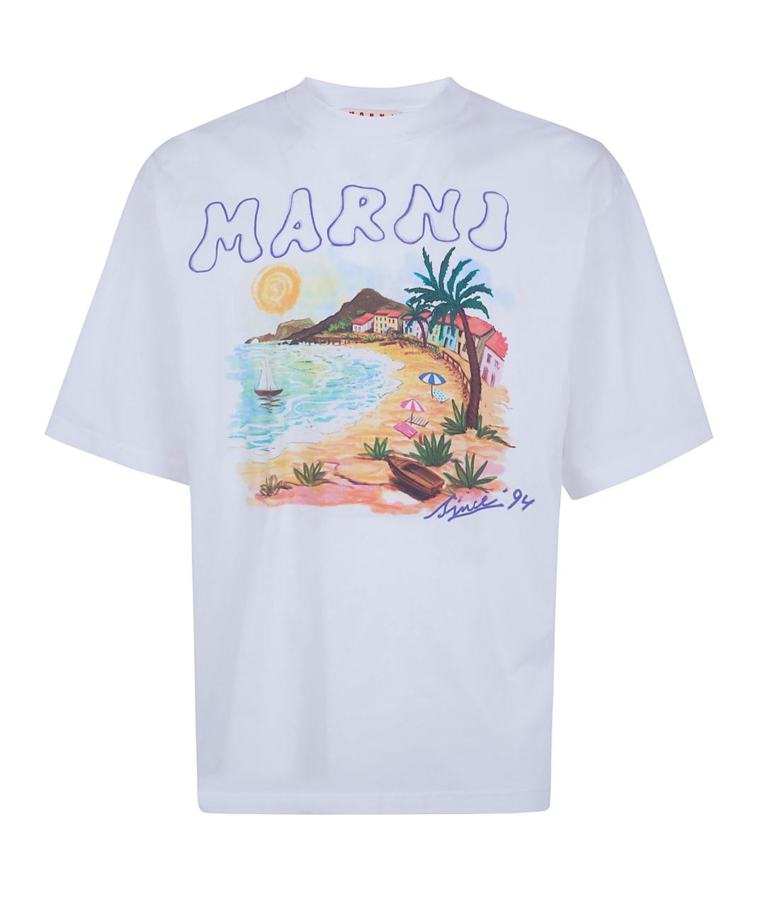 MARNI Белая хлопковая футболка, фото 1