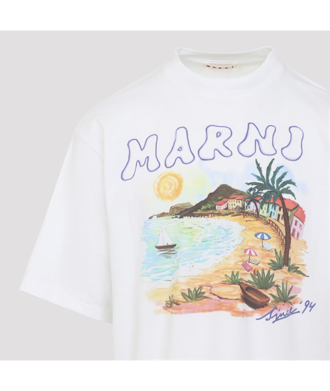 MARNI Белая хлопковая футболка, фото 4
