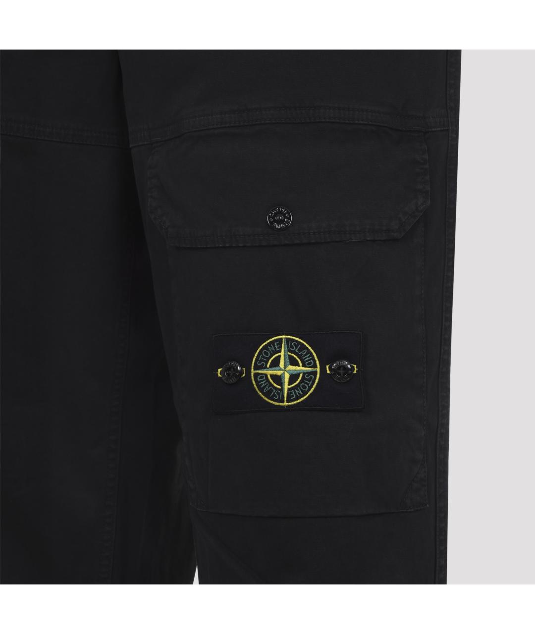 STONE ISLAND Черные хлопковые повседневные брюки, фото 3