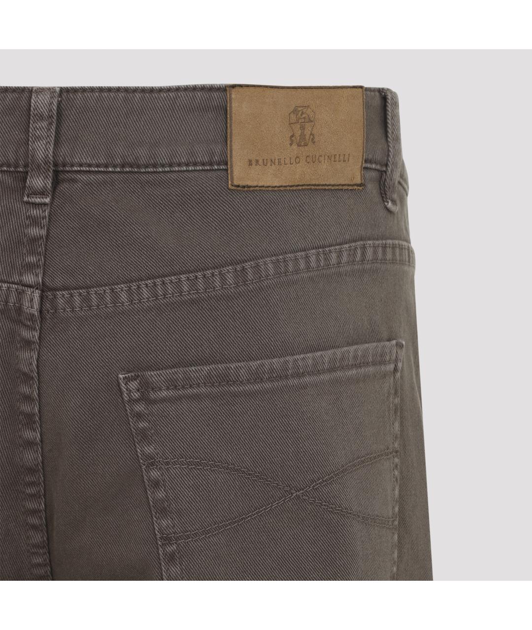 BRUNELLO CUCINELLI Коричневые хлопковые прямые джинсы, фото 3
