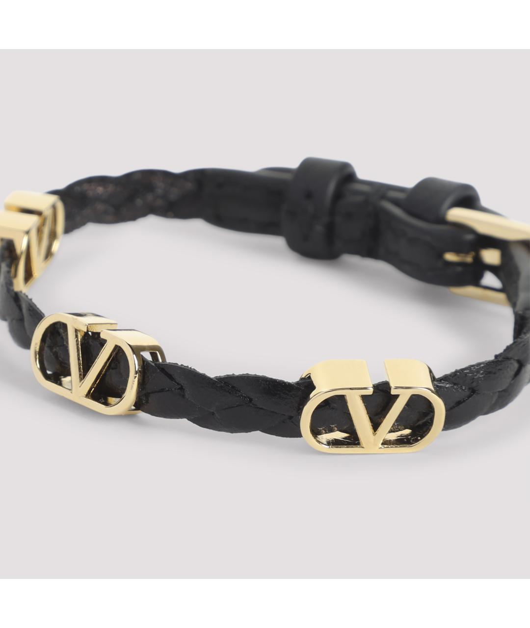 VALENTINO Черный кожаный браслет, фото 4